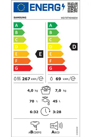 Lave-linge séchant Samsung WD70T4046EW Samsung