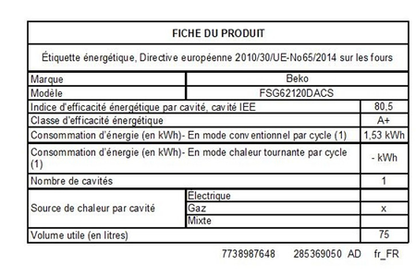 Gaziniere Beko FSG62120DACS Beko