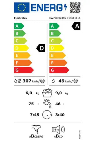 Lave-linge séchant Electrolux EW7W3924SV - UNIVERSAL DOSE Electrolux