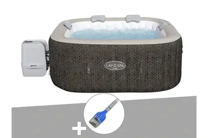 Spa Gonflable Bestway Lay-Z-Spa Cabo Carré Hydrojet 4/6 Places + Aspirateur À Batterie Lay-Z