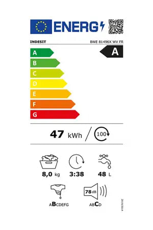 Lave-linge hublot Indesit BWE81496XWVFR