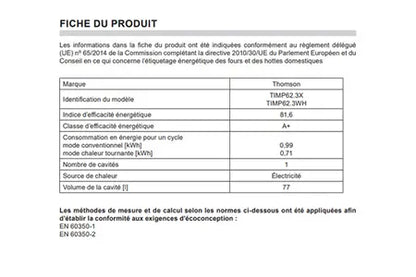 Cuisinière mixte Thomson TMMP62.3+1WH Thomson