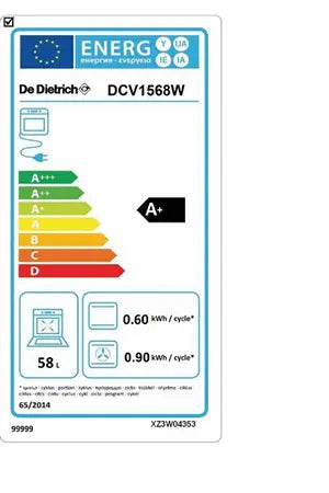 Cuisinière vitrocéramique De Dietrich DCV1568W De Dietrich