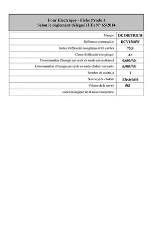 Cuisinière vitrocéramique De Dietrich DCV1568W De Dietrich