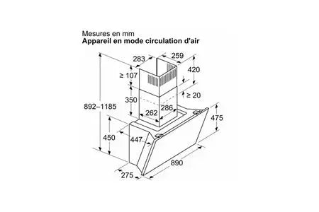 Hotte décorative murale Bosch  DWK91LT60 Bosch