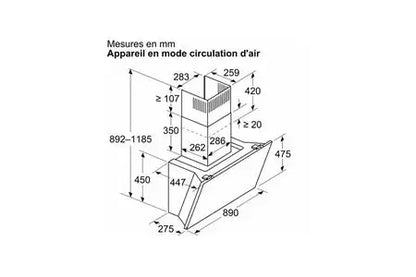 Hotte décorative murale Bosch  DWK91LT60 Bosch