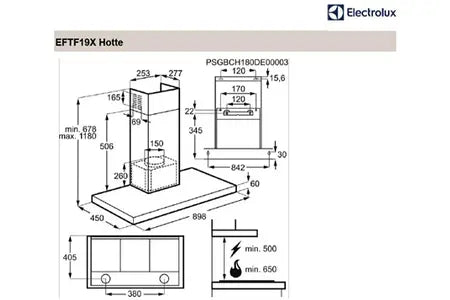 Hotte décorative murale Electrolux EFTF19X Electrolux