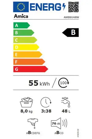 Lave-linge hublot AMICA AWBI814IBW - ENCASTRABLE 60 CM Amica