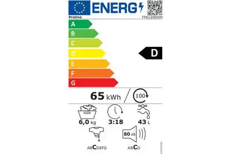 Lave-linge hublot PROLINE FP6120DWH Proline