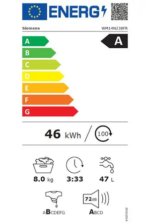 Lave-linge hublot SIEMENS WM14N238FR - IQ300 Siemens