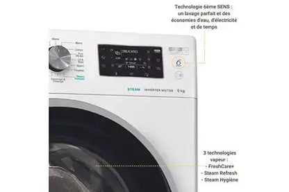 Lave-linge hublot WHIRLPOOL FFDD9469BSVFR Steam Hygiène Whirlpool