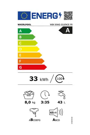 Lave-linge hublot WHIRLPOOL W8X89AD SILENCE FR AUTODOSE Whirlpool