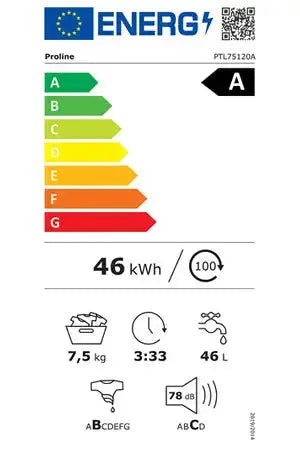 Lave-linge top PROLINE PTL75120A Proline