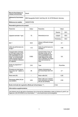 Lave-vaisselle Bosch SMS2HTW79E Bosch