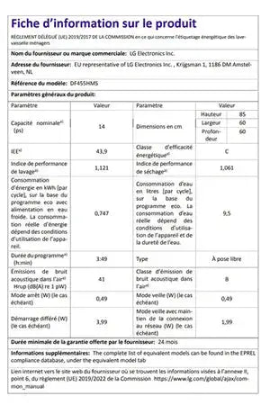 Lave-vaisselle Lg DF455HMS Lg