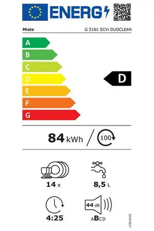 Lave-vaisselle Miele G 5161 SCVI DUOCLEAN - ENCASTRABLE 60 CM Miele