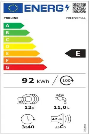 Lave-vaisselle Proline PBI4720FULL - ENCASTRABLE 60CM Proline