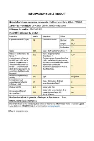 Lave-vaisselle Proline PSI4720W-B-X - encastrable 60cm Proline