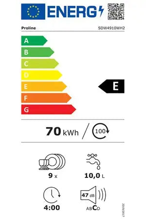 Lave-vaisselle Proline SDW4910WH2 Proline