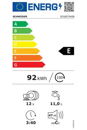 Lave-vaisselle Schneider SCLB272A0B - encastrable 60cm Schneider