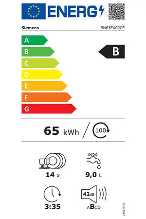 Lave-vaisselle Siemens SN63EX02CE - ENCASTRABLE 60 CM Siemens