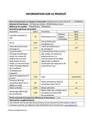 Lave-vaisselle Thomson TDW6045SL Thomson