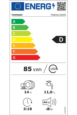 Lave-vaisselle Thomson TWBI46142DSS - encastrable 60cm Thomson