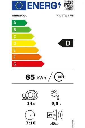 Lave-vaisselle Whirlpool WIO3T133PFE - ENCASTRABLE 60 CM Whirlpool