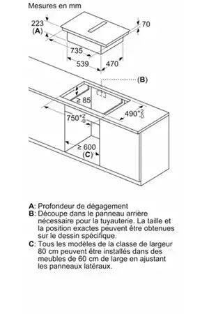 Plaque de cuisson avec hotte intégrée Neff V68TTX4L0 N90 + Hotte intégrée Neff