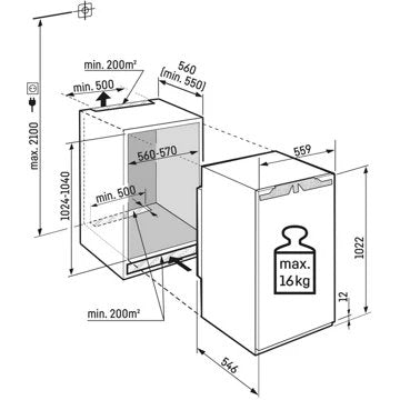 Réfrigérateur 1 porte encastrable 							LIEBHERR				IRd4021-22 102cm Freezer