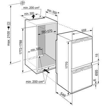 Réfrigérateur combiné encastrable 							LIEBHERR				ICBNE5123-20 BioFresh