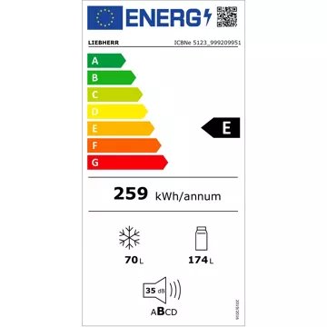 Réfrigérateur combiné encastrable 							LIEBHERR				ICBNE5123-20 BioFresh