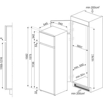 Réfrigérateur combiné encastrable 							SMEG				D4152E