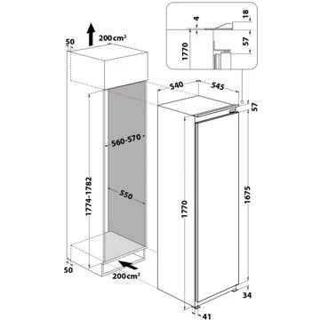 Réfrigérateur 1 porte encastrable 							WHIRLPOOL				ARG180152