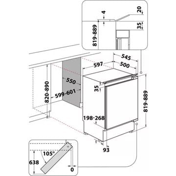 Réfrigérateur top encastrable 							HOTPOINT				HABUL011