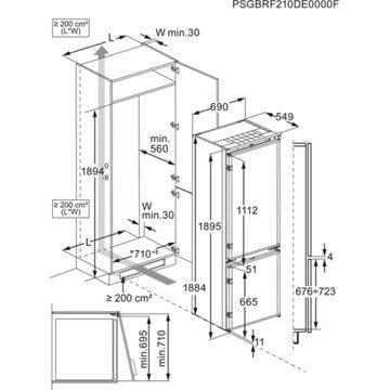 Réfrigérateur combiné encastrable 							AEG				NSC7P751DS No frost 70cm