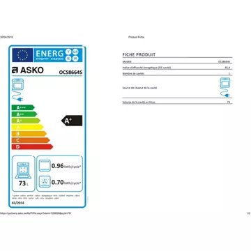 Four encastrable  fonction vapeur							ASKO				OCS8664S