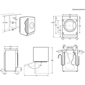 Lave linge séchant hublot  encastrable 							AEG				LWG88416BI