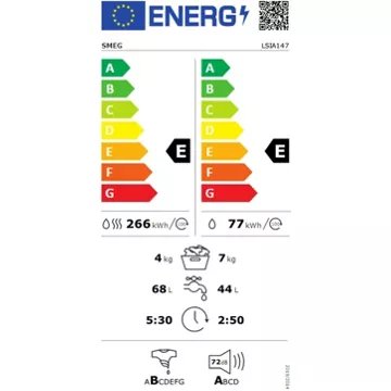 Lave linge séchant hublot  encastrable 							SMEG				LSIA147