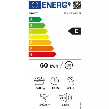 Lave linge top							INDESIT				BTWCS50400FR