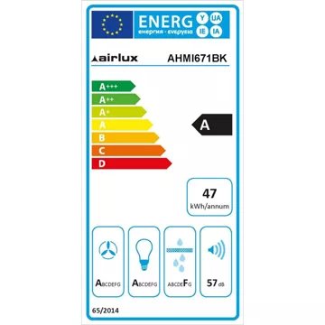 Hotte décorative murale inclinée							AIRLUX				AHMI671BK