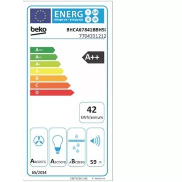 Hotte décorative murale inclinée							BEKO				BHCA67841BBHSI