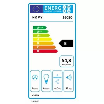 Hotte encastrable 							NOVY				CRYSTAL 26050  60cm verre blanc