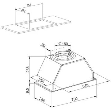 Hotte encastrable 							AIRLUX				AHF771IIX