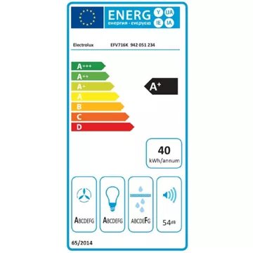 Hotte décorative murale inclinée							ELECTROLUX				EFV716K Breeze H2H