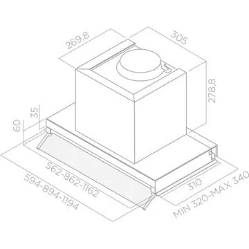 Hotte encastrable 							ELICA				BOXIN LX/IX/A/90