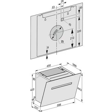 Hotte décorative murale inclinée							MIELE				DAH 1650 OBSW Active