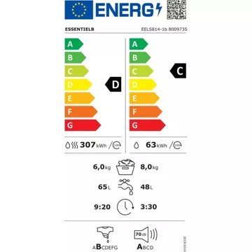 Lave linge séchant hublot  encastrable 							ESSENTIELB				EELS814-1b