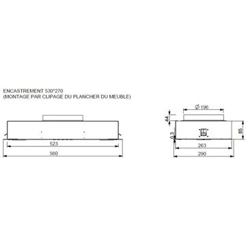 Hotte encastrable 							ROBLIN				SYMPHONIE PLUS 560 INOX SANS MOTEUR