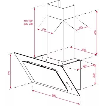 Hotte décorative murale inclinée							TEKA				DVT 98660 TBS BK + KIT RECIRC.